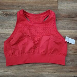 Aerie Seamless Sports Bra Womens S Red Nylon Mesh NEW